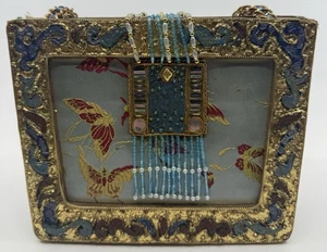 Bolso Bandolera Mary Frances Marco Mariposa Cuentas Dorado Adornado De Colección - Imagen 1 de 13