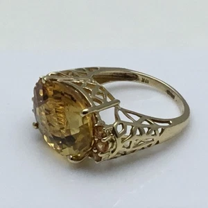 Cocktailring 10 Karat gelber filigraner ovaler Citrin ca. 8ct Größe 6,75 - Bild 1 von 8