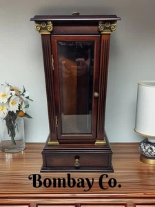 Bombay Co. Jewelry Chest Rotating Necklace Bracelet Holder One Draw Mahogany - Picture 1 of 18