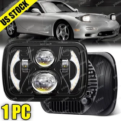 Faro LED 7x6" negro bombilla H4 para camionetas Mazda B2200 B2600 RX-7 HI/LO Foto 1 de 4