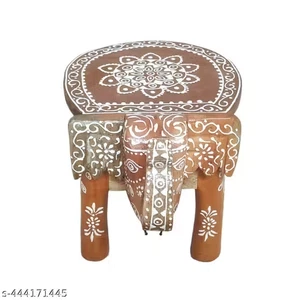 wooden Hand Painted Beautifull Elephant Stool, Decorative Stools Wooden Elephant - Picture 1 of 8
