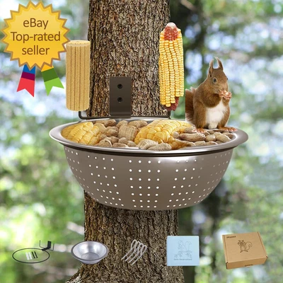 Squirrel Feeders for Outside-Squirrel Feeder with Drainage Holes Removable Bowl - Imagem 1 de 4