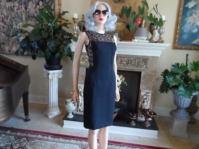 Alexander McQueen Black Sheath Dress w/Sheer Lace Metallic Insert Size IT40-US 4 - Image 1 of 4