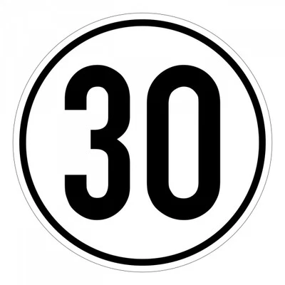 Geschwindigkeitsschild, Geschwindigkeitsaufkleber 30 kmh 20cm nach § 58 StVZO -