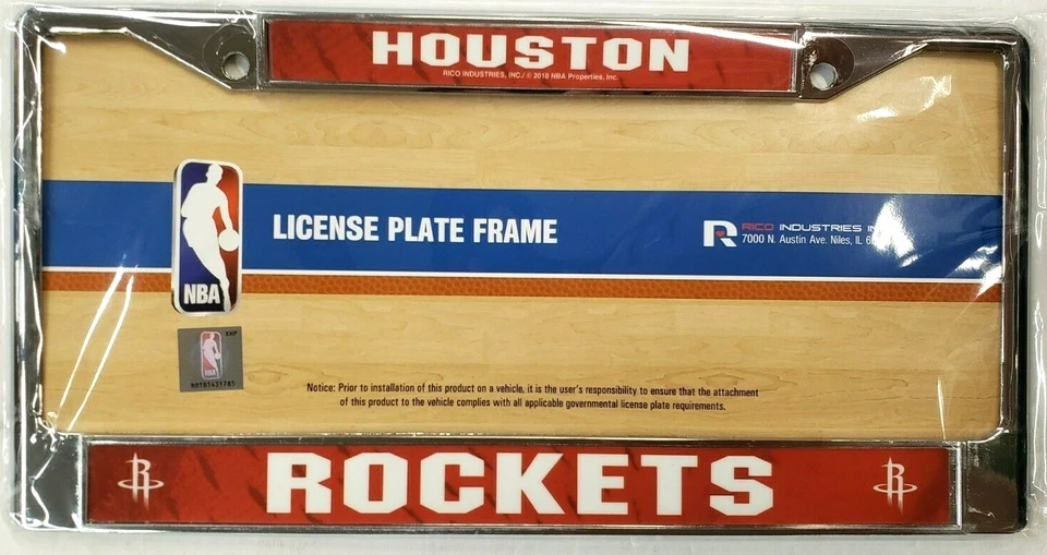 NBA Houston Rockets Metal License Plate Frame, New (Chrome) - Image 1 of 1