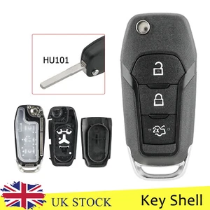 3 Button Flip Key Fob Case Blade For Ford Fiesta Mondeo MK5 2015 2016 2017 2018 - Picture 1 of 9