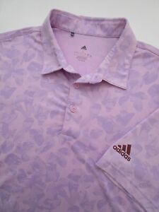 Mens Large Adidas purple hawaiian performance golf polo shirt