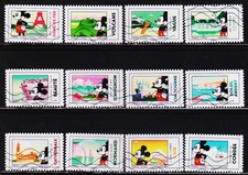 FRANCE -2018, MICKEY MOUSE, 12V SET USED STAMPS #K04