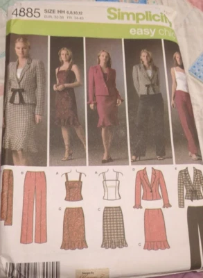 SIMPLICITY Pattern #4885 Misses'/PETITE TOP, SKIRT, JACKET & SCARF SZ 6-12 UC/FF - Image 1 of 4
