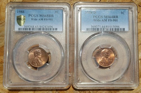 1988 P & D Wide AM Lincoln Penny Set FS-901  DIE 1 Scarce Variety Graded by PCGS Cover