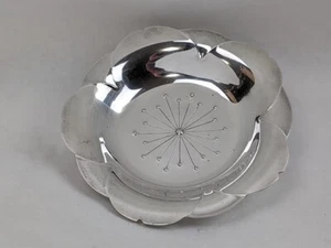 Plato/tazón con patas de 3 bolas de diseño atómico de plata esterlina 950 japonés K.UYEDA - Imagen 1 de 6