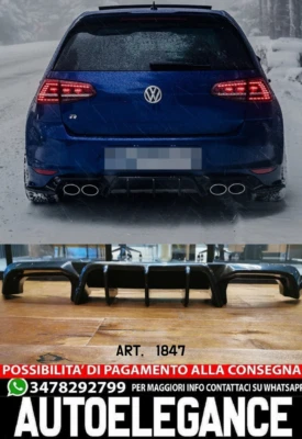 VOLKSWAGEN DIFUSOR ADECUADO PARA VW GOLF 7 2013-2016 R LOOK TUNING NEGRO BRILLANTE