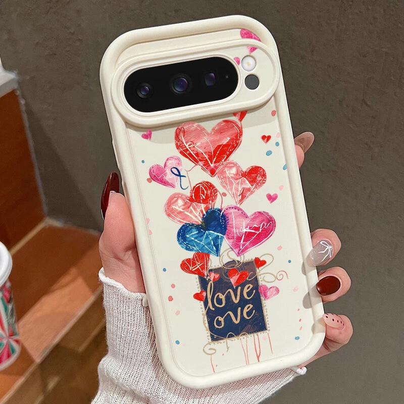 For Google Pixel 9 Pro XL 8 Pro 8A Soft Love Heart Phone ShockProof Case Cover - Image 1 of 4
