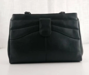 Bolso de hombro vintage de cuero sintético negro con 2 bolsillos con asa cremallera divisoria - Imagen 1 de 12