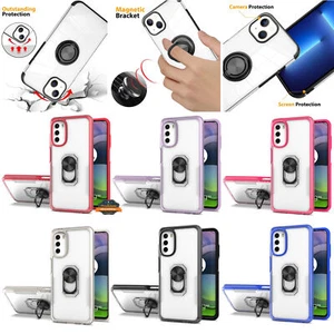 Para Nokia G100 PC híbrido transparente + anillo magnético de poliuretano termoplástico con soporte parachoques funda protectora - Imagen 1 de 50