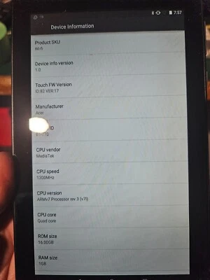 Acer Iconia One 7 B1-770 - 7-inch Black - 1GB RAM - 16GB - Factory Reset - Image 1 of 4
