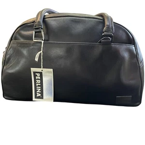 Perlina schwarze Lederhandtasche Handtasche mehrere Fächer Doppelgriff neu mit Etikett - Bild 1 von 11