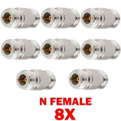 8x Brass N-Type Female Jack to N Female Jack For RF Adapter Barrel Connector HOT - Image 1 of 4