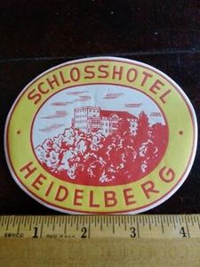 Schloss Hotel ~HEIDELBERG ALEMANIA~ Hermosa etiqueta de equipaje - Imagen 1 de 1
