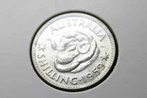 1959 SILVER SHILLING PROOF PREDECIMAL COIN SUBDUED LUSTRE #BEJ41 - Picture 1 of 12