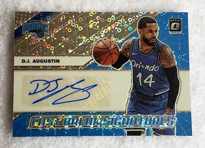 D.J.Augustin 2019-20 Donruss Optic Fast Break Signatures Prizm FB-DJA Disco - Image 1 of 2