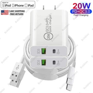 Fast Wall Charger Block USB 20W Power Adapter Lot For iPhone 14 13 12 11 XR iPad - Picture 1 of 15
