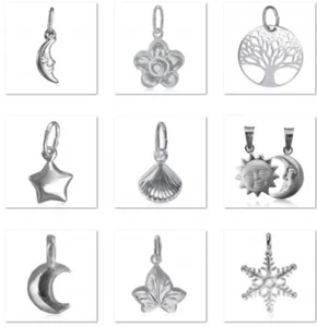Nature Charm Pendant 925 Sterling Silver Jewellery - Various designs - Picture 1 of 182