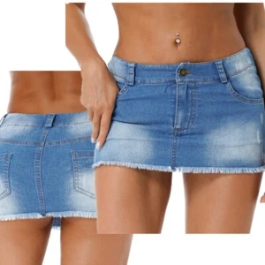 Women's Low Waist Denim Skirts Y2k Jeans Skirts Miniskirt with Pocket AU - Picture 1 of 12