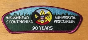 BOY SCOUTS INDIANHEAD SCOUTING 90 YEARS MINN/WISC  CSP  PATCH NEW - Picture 1 of 2