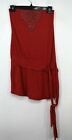 Express Womens Red Strapless Embroidered Waist Belt Tube Top Mini Dress Xs