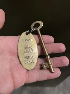 Vintage 1970s Casino Monte Carlo Key Fob & Key, Brass - Picture 1 of 3