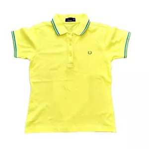 Vtg Retro Fred Perry Uk 14 Yellow Green blue Polo Top Htf Summer T-shirt Rare - Picture 1 of 13