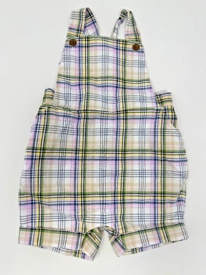 Janie And Jack Boys Pastel Plaid Overalls Multicolor Size 3-6 Months - Image 1 of 4