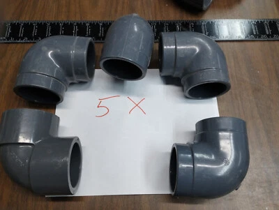 LOT OF 5 2" Socket PVCI Schedule 80 90° Elbow SLIP GLUE NFS-PW NNB SPEAERS PVC - Image 1 of 4