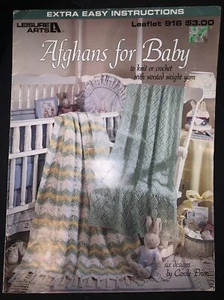 Leisure Arts #916. 1990 Afghans For Baby Crochet Booklet FREE SHIPPING - Picture 1 of 3
