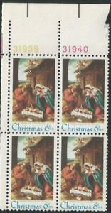 Plate Block of 4 stamps - Scott 1414 - 6 cent - Christmas - 1970 - MNH