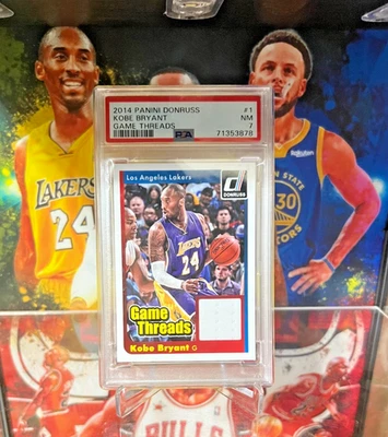 2014-15 Panini Donruss Kobe Bryant #1 Game Threads GW Patch PSA 7 NM - Image 1 of 4