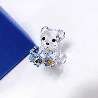 Swarovski Kris Bear Forget-me-not Figurine Japan - Image 1 of 4