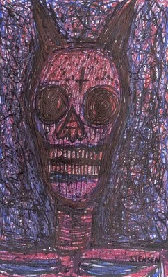 Arte de pared espeluznante esqueleto esqueleto dibujo oscuro terror original de 5,5 x 8,5 pulgadas decoración Foto 1 de 4