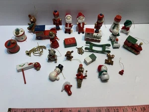 Vintage Christmas Snowman Ornaments Lot Set Wooden Mixed Assorted Hand Painted - Picture 1 of 1