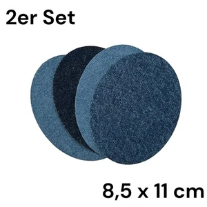 Jeansflicken oval im 2er Set - Denim Reparaturflicken zum Aufbügeln - Bild 1 von 11