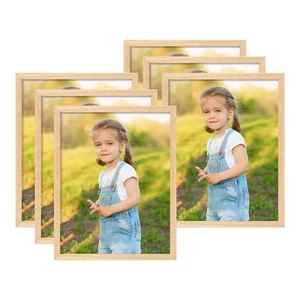 8x10 OAK Natural Wood Photo Frame,6 Pack Picture Frames Real Glass front Wall... - Picture 1 of 7
