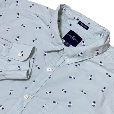 Camisa de crucero tropical con botones estampado de piña American Eagle manga larga XXL Foto 1 de 4