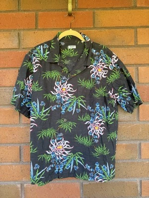 KENZO Bamboo Camp Shirt Paris Hawaiian Black Short Sleeve Blouse XL RUNS SMALL - Image 1 of 4