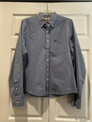 Camisa de vestir Hollister XL para hombre azul blanco a cuadros usada en excelente estado manga larga abotonada 1 Foto 1 de 4