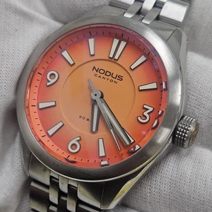 NODUS CANYON BY MATT FARAH - SMOKING TIRE SUNSET ORANGE AUTOMATIC SWISS RARE - Picture 1 of 20