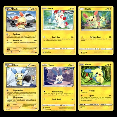 6x Plusle Minun Lot 39 Black White Dark Explorers Pokemon Cards Collection  - Image 1 of 2
