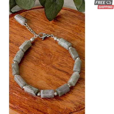 Браслет ручной работы с лабрадоритом камнем - уникальная радужная красота для всех ок... - Изображение 1 из 3