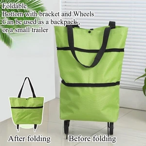 Carrito ecológico plegable reutilizable para compras de comestibles carro grande con ruedas - Imagen 1 de 13