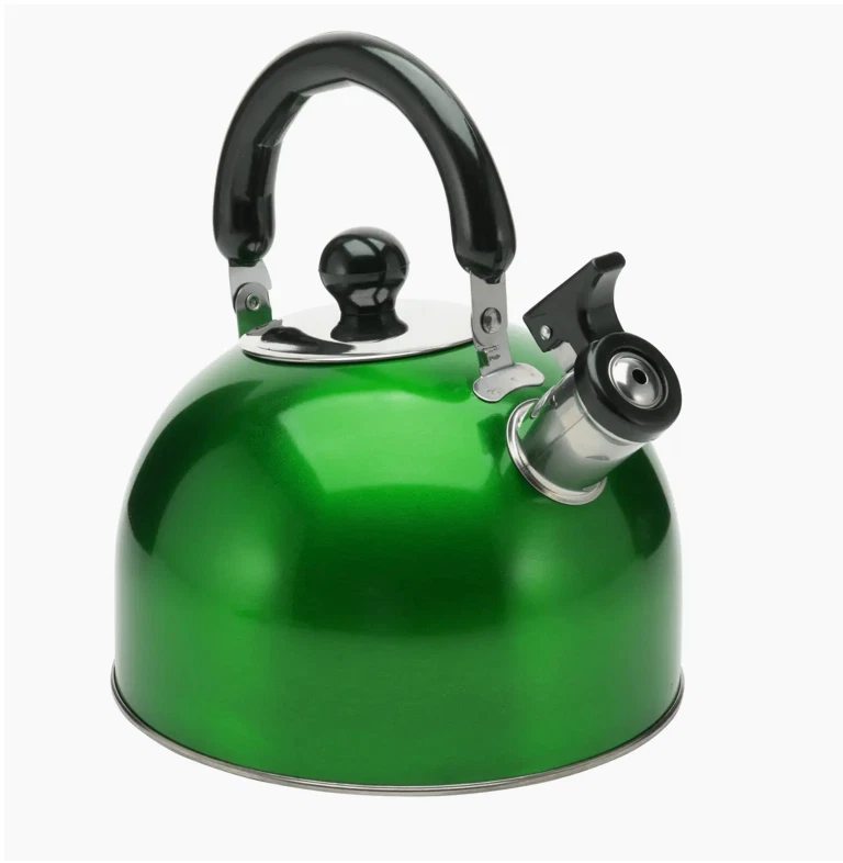 Vibrant Metallic Green Whistling Tea Kettle by The Cutting Edge Kitchen - Image 1 of 1